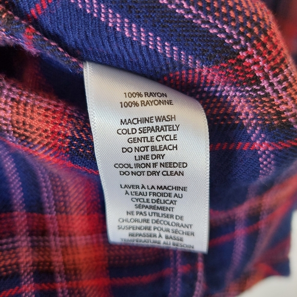 Beach Lunch Lounge Plaid Flannel Button Front Shirt, M - Picture 8 of 9